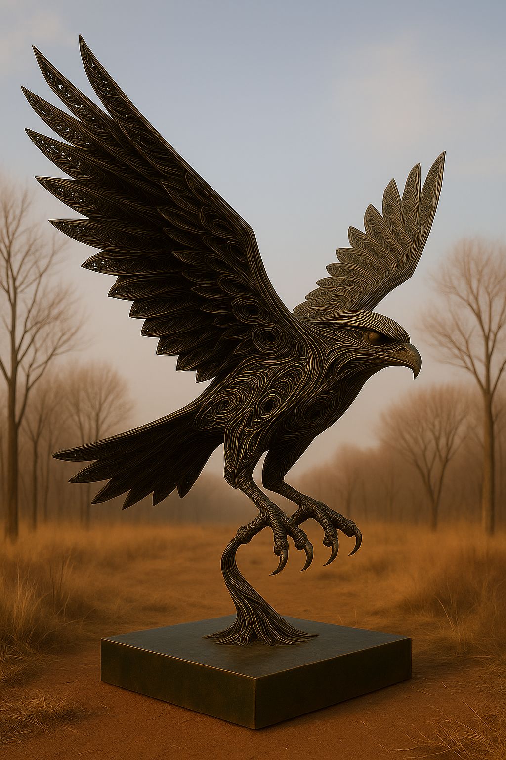 Snare Falcon sculpture