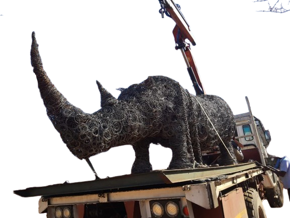 The snare rhino sculpture